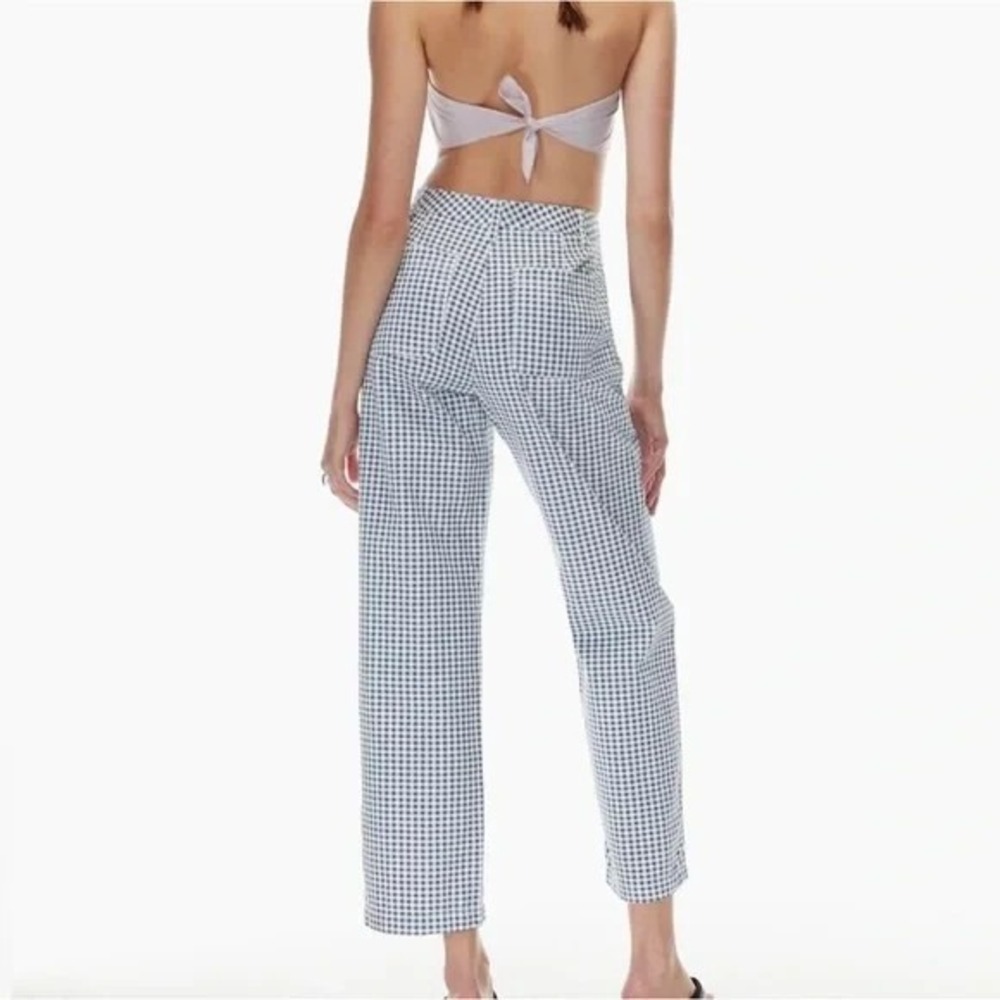 Aritzia Sunday Best Jaden Chino Pants Blue Gingham Check Sz 6 Preppy Spring - Picture 2 of 11